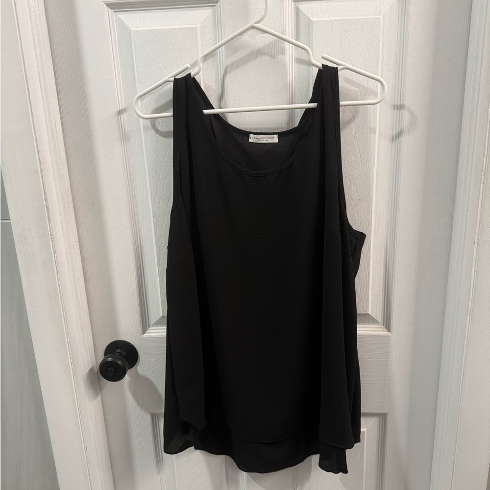 Draped Black Sleeveless Blouse